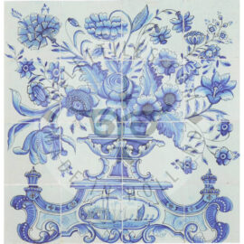 16 Tile Antique Panel Blue And White Delft