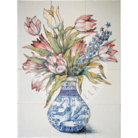 Bouquet Tulips In Chinese Vase 3×4 Tiles (HB12d)