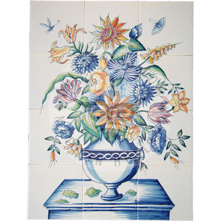 Flowers On Table 3x4 Tiles (bv12c Mc) - Delft Tiles