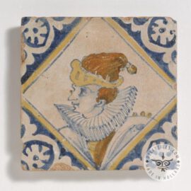 poly chrome Dutch Delft portrait tile #PC9