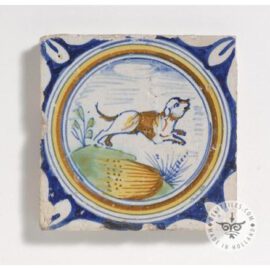 Multi color antique dog tile #PC19