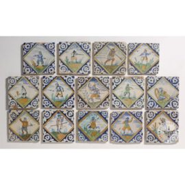 Colored hand painted square tiles  #PC24