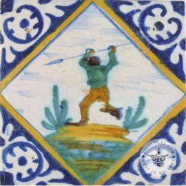 Man with spear 17th century tile  #PC28