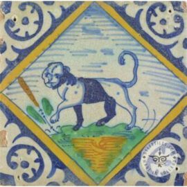 Panther Lion 17th century old tile  #PC30