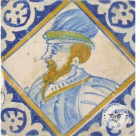 Man with beard 17th century old tile  #PC31